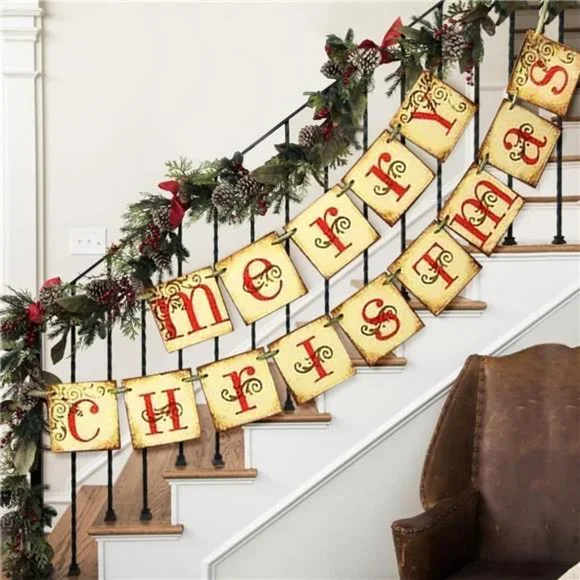 Vintage Merry Christmas Banner | Retro Nostalgic Banner - Picture 4 of 9